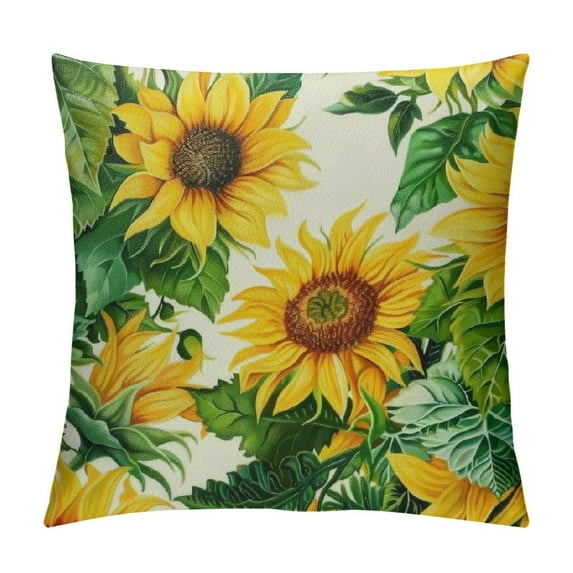 JEUXUS Home Sweet Home Sunflower Yellow Throw Pillow Covers, Summer Seasonal Decorations for Home