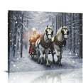thumbnail image 1 of JEUXUS Horse Drawn Sleigh Canvas Print Snowy Winter Scene Light Up Wall Art with Cardinals, 1 of 4