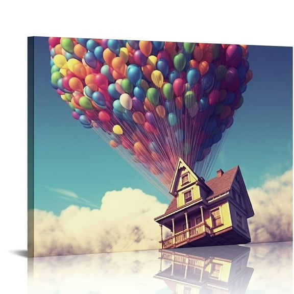JEUXUS Hot Air Balloon Take Wooden The Blue Sky Canvas Wall Art Modern Prints Artwork Posters Wall Painting Home Decor For Living Room Bedroom Kitchen