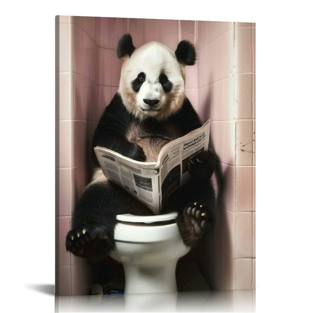 JEUXUS Humor Panda Animal Poster Funny Bathroom Wall Art Home Decor ...