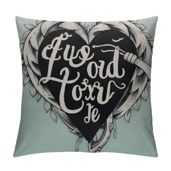 RUIYC Husandy Throw Pillow Covers Christian Lettering in with Your Heart Jesus Scripture Modern Case Cushion Cover for Home Party Decor,