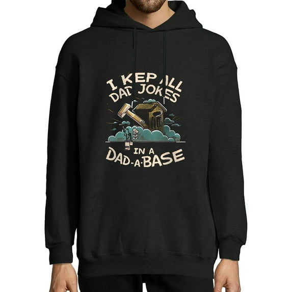 JEUXUS I Keep All My Dad Jokes In A Dad-A-Base Vintage Fathers Day T-Shirt Long-sleeved Hoodie