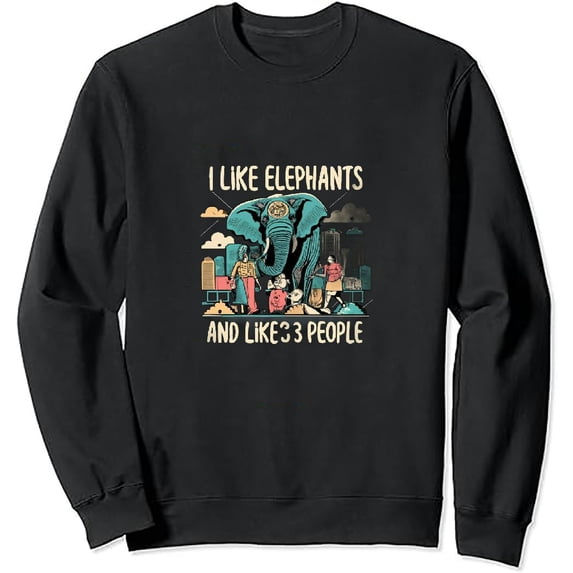 JEUXUS I Like Elephants And Maybe Like 3 People Elephant Retro pullover