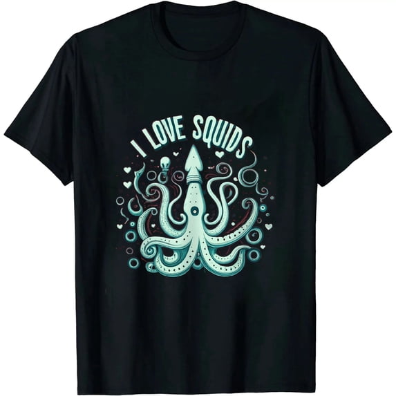 JEUXUS I Love Squids octopus cephalopod ocean summer kawaii cute T-Shirt