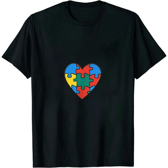JEUXUS I m A Proud-Grandma-Love Heart-Autism-Awareness-Puzzle T-Shirt