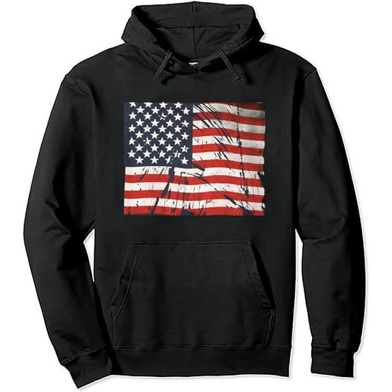 JEUXUS In God We Trust US Flag Patriotic Pullover Hoodie