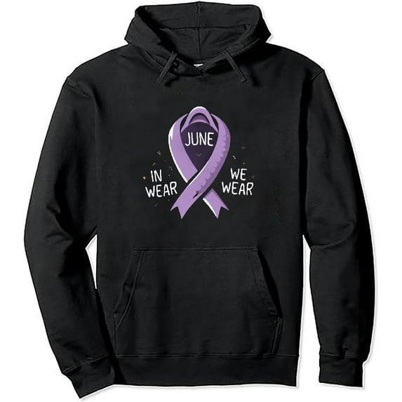 JEUXUS In June We Wear Purple Alzheimer's Disease Awareness Pullover Hoodie