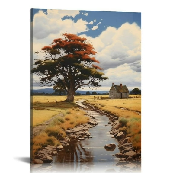 JEUXUS InSimSe Canvas Wall Art, Arkville Landscape, Classical Prints Prints for Vintage Home Decor and Room Enhancement, Canvas, Wall Decor