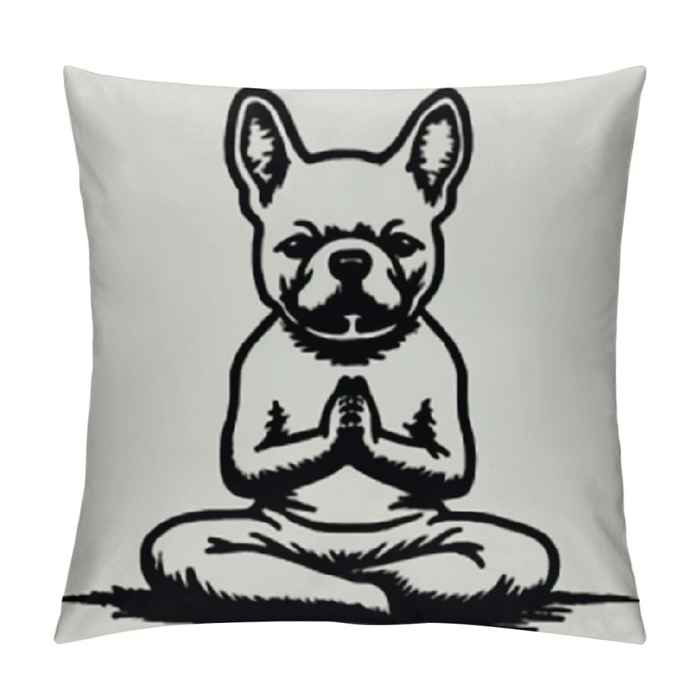 JEUXUS Inhale Exhale French Bulldog Yoga Dog Throw Pillow Covers,Funny