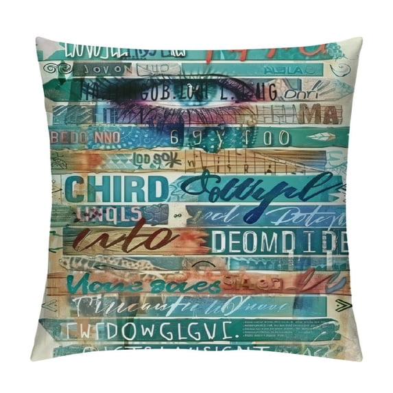JEUXUS Inspirational Language Colorful Text Printing Pillowcase Short Plush Pillowcase White