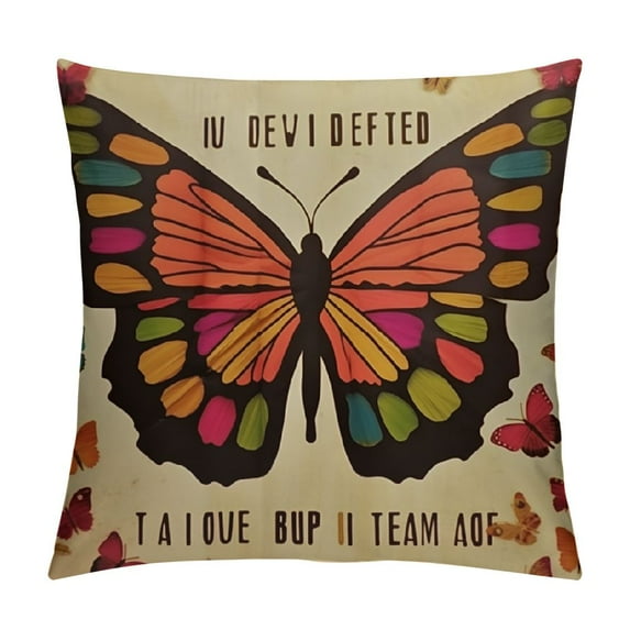 JEUXUS Inspirational Quotes Throw Pillow Cover, Sofa Home Bed Decor Butterfly Wildflower Study Couch Case, Pillowcase Gift for School Counseling Office Bedroom Living Room Reading Room