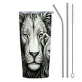 thumbnail image 1 of JEUXUS  Insulated Travel Mug with Handle, Lion Head, Engraving Included (Black), 1 of 7