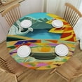 thumbnail image 1 of RUIYC It's O'clock Round Tablecloth Summer Parrot Pineapple Fruit Palm Table Cover Washable Polyester Table Cloth for Buffet Party Dinner Picnic, 1 of 7