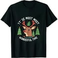 thumbnail image 1 of JEUXUS It's The Most Wonderful Time Deer Hunting Christmas Reindeer T-Shirt, 1 of 3
