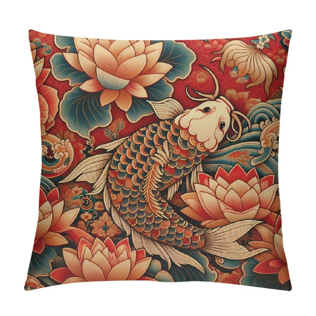 RUIYC Japanese Lotus Throw Pillow Covers PillowcasesTraditional