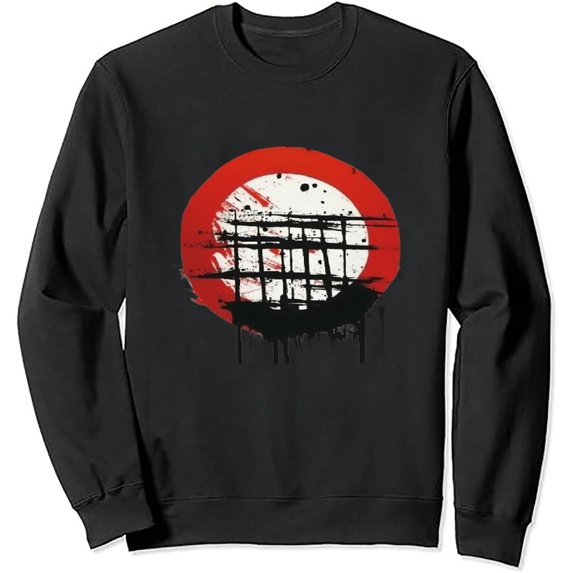 JEUXUS Japanese Temple Gift Cherry Blossom Tree Design for Japan Lovers Grey White Muticolor Unisex Sweatshirt