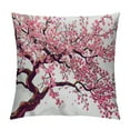 thumbnail image 1 of JEUXUS Japanese Throw Pillow Cushion Cover, Branch of a Sakura Tree Flowers Cherry Blossoms Spring Theme Art, Decorative Square Accent Pillow Case,Pink Dark Brown, 1 of 5