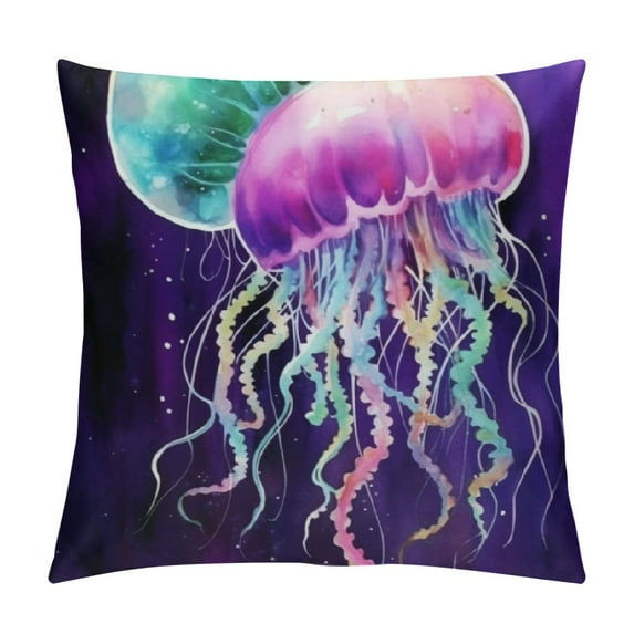 JEUXUS Jellyfish Pillow Covers , Coastal Pillow Covers, Jellyfish Ocean Beach House Room Decor, Jellyfish Decorations, Just a Girl Who Loves Jellyfish Pillows Decorative Throw Pillows Cover