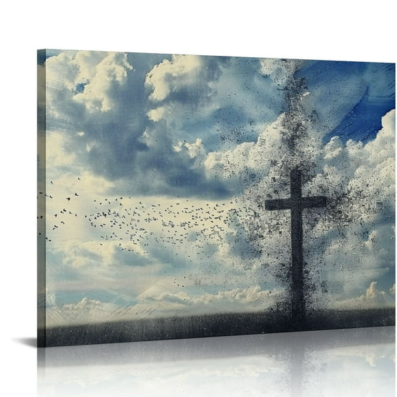 JEUXUS Jesus Wall Decor, Christian Cross Wall Home Posters, Religious Lord Prayer Bible Wall Art Framed Canvas –