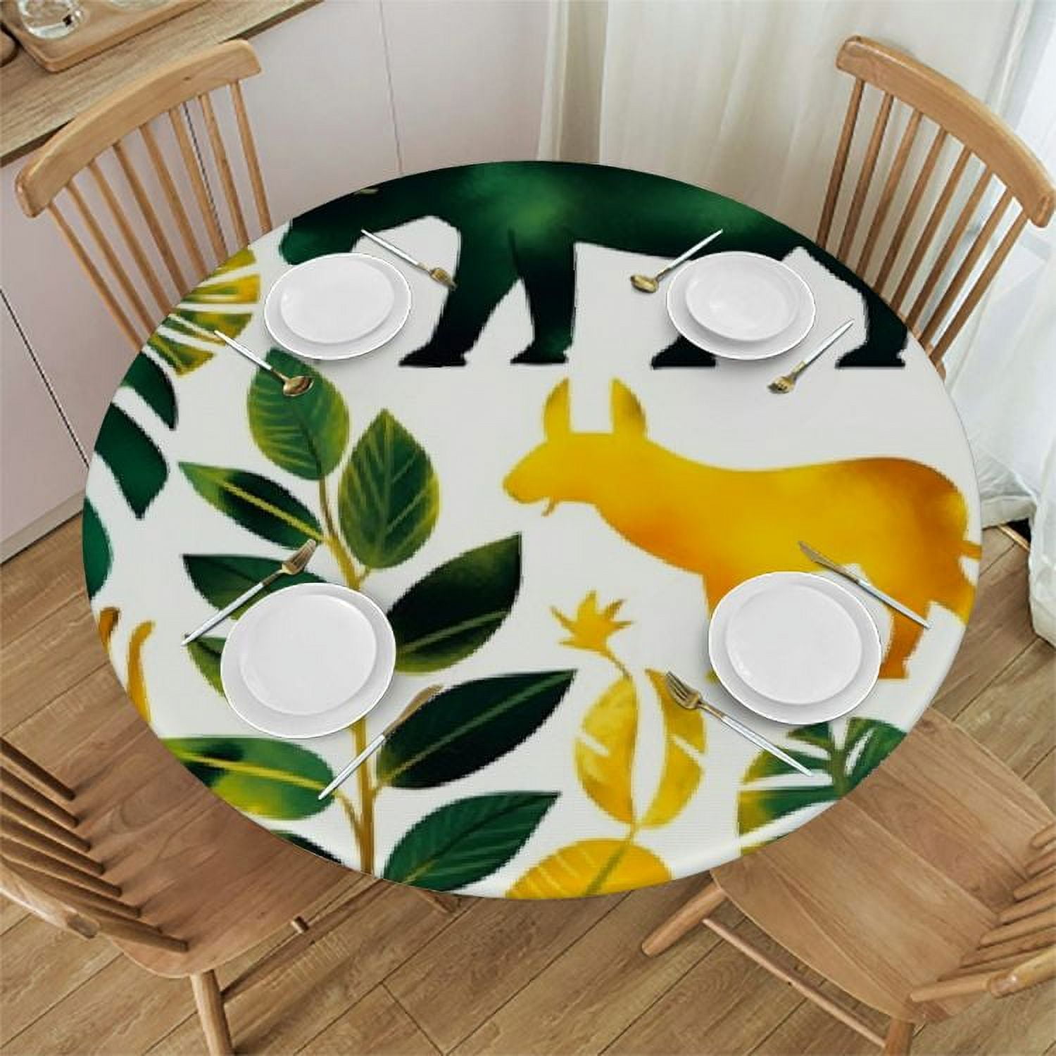 JEUXUS Jungle Safari Tablecloths Wild One Table Cover Waterproof Jungle