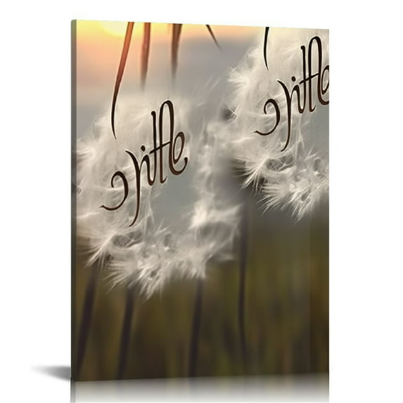 JEUXUS Just Breathe Canvas Wall Art Beautiful Dandelion And Window Inspirational Pictures Motivational Quotes Poster Framed Wall Decor For Office Bedroom Ready To Hang