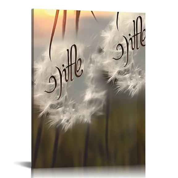 JEUXUS Just Breathe Canvas Wall Art Beautiful Dandelion And Window Inspirational Pictures Motivational Quotes Poster Framed Wall Decor For Office Bedroom Ready To Hang