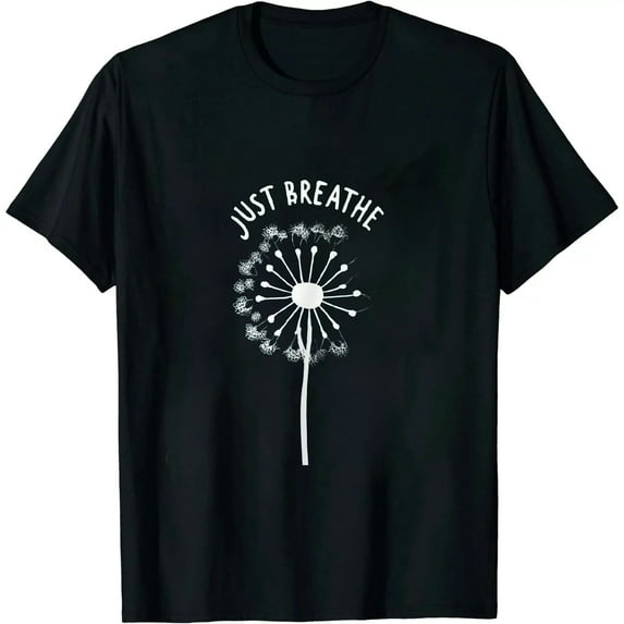 JEUXUS Just Breathe Dandelion T-Shirt for Women Dandelion Graphic Tees Short Sleeve Shirts Tops