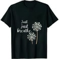 thumbnail image 1 of JEUXUS  Just Breathe Letter Print Tops Shirts Dandelion Graphic Blouses for Women, 1 of 3