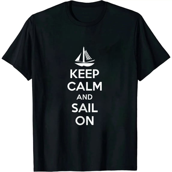 JEUXUS Keep Calm And Sail On Boat Sailboat Yacht Fishing Sea Men's T-Shirt
