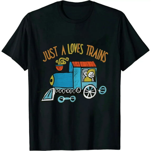 JEUXUS Kids Just A Boy Who Loves Trains-Shirt Train Lover Toddler T-Shirt Funny T-Shirt
