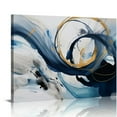 thumbnail image 1 of JEUXUS  Large Abstract Canvas Art Elegant Combination of Tones Modern Living Room Wall Decor Black and White Gray Background Blue Gradient Picture, 1 of 5