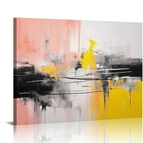 JEUXUS  Large Abstract Wall Art Bedroom Pink Wall Decor Gold Wall Art for Living Room Office Artwork Canvas Pictures  20x16in