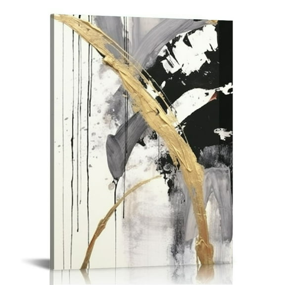 JEUXUS Large Black and White Canvas Art Wall Decor for Bedroom Framed Abstract Gold Gray Print Painting Modern Picture 16\x20\