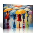 thumbnail image 1 of JEUXUS Large Canvas Print Wall Art- 20x16 inch Colorful Umbrella Office Worker Walking in the Rain Canvas Oil Painting Picture Artworks Modern Landscape for Home Wall Decor Ready to Hang, 1 of 4