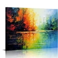thumbnail image 1 of JEUXUS Large Colorful Landscape Oil Painting Abstract Landscape Canvas Wall Art Lake Scenery Artwork, 1 of 4