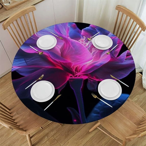 JEUXUS Large Flowers Are So Fascinating Tablecloth - Round Table Cover White