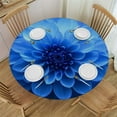 thumbnail image 1 of JEUXUS Large Flowers Outdoor Fitted Round Tablecloth, Polyester Fiber, Multiple Sizes, Machine Washable White, 1 of 8