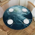 thumbnail image 1 of JEUXUS Large Flowers Outdoor Fitted Round Tablecloth White, 1 of 8