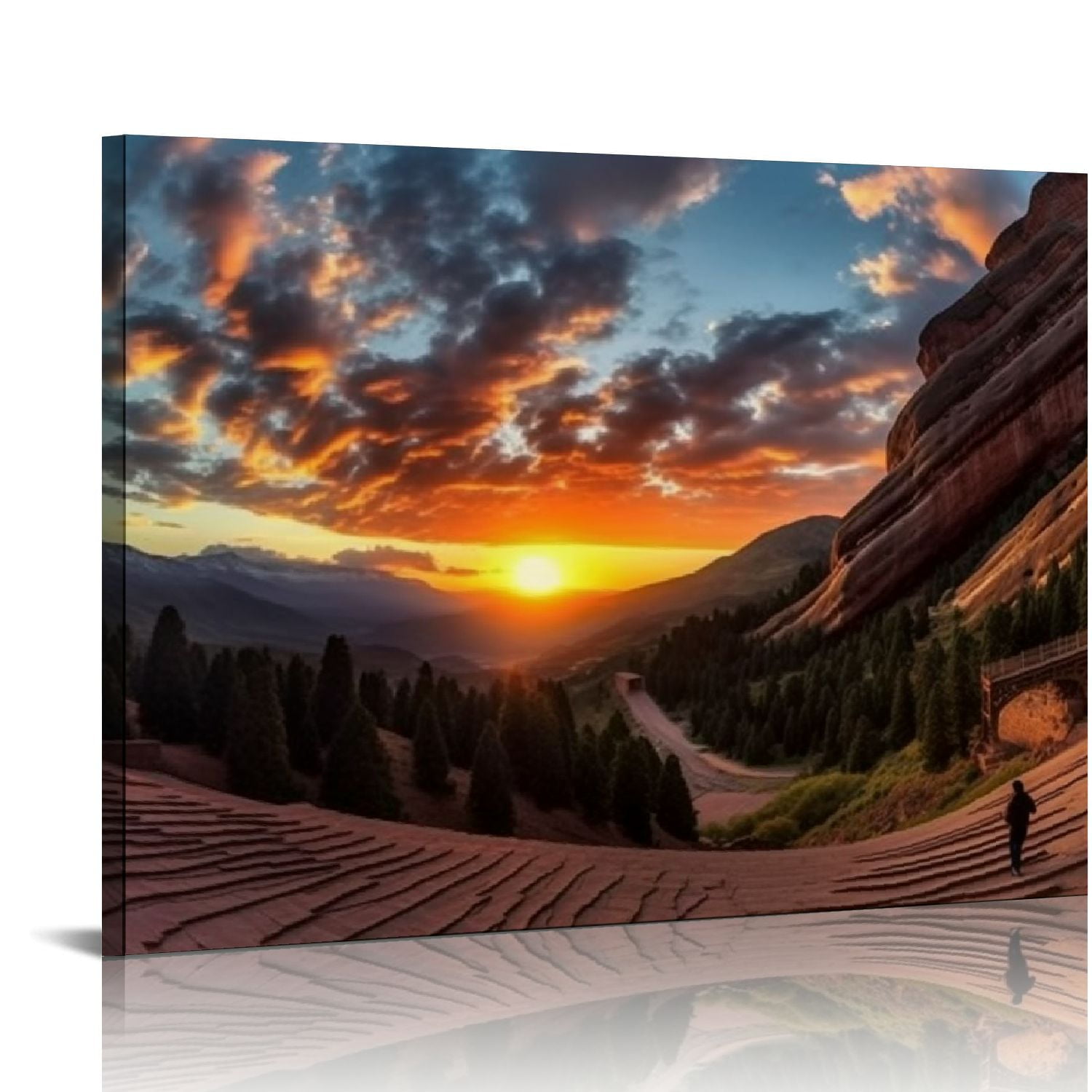 Wall Rising Imagine JEUXUS Large Framed Wall Art Ready to Hang 20x16in sun rise at red ...