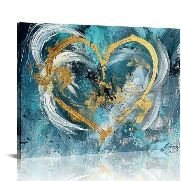 JEUXUS  Large Infinity Love Canvas Wall Art Abstract Infinity Heart Sign Forever Love Romantic Picture for Bedroom Home Wall Decor Gift Ready to Hang  16x12in