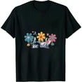 thumbnail image 1 of JEUXUS Life is Good Women's Autumn Season Cotton Tee Crewneck Graphic Long Sleeve T-Shirt, Three Daisies, 1 of 3