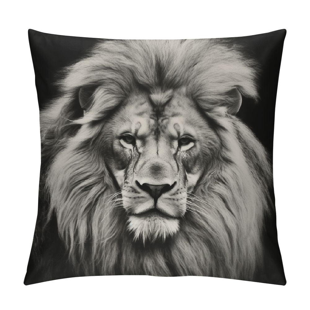 JEUXUS Lion Decorative Throw Pillow Cover, Beautiful Male African Lion