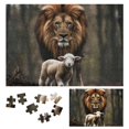 thumbnail image 1 of JEUXUS Lion Lamb Forest Wooden Jigsaw Puzzle Challenging Difficult Wood Puzzles for Adults 300 PCS, 1 of 6
