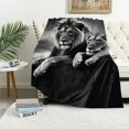 thumbnail image 1 of JEUXUS  Lions and Lioness Throw Blanket Gifts for Adult Women Men Teens, 3D African Wildlife Animal Blankets Soft Fluffy Throw Decorative for Sofa Bed Office Couch,Black, 1 of 6