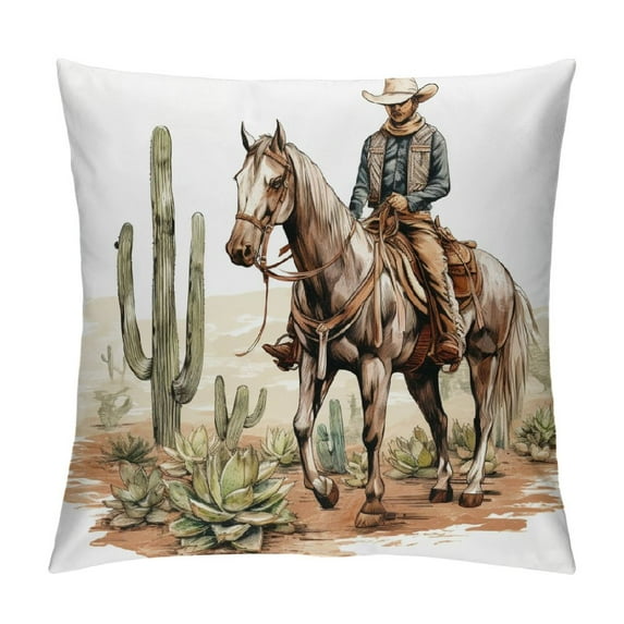 JEUXUS Long Live Cowgirls Retro Western Girl Cowgirl Rodeo Cactus Throw Pillow Covers, Teen Girls Gifts, Cowgirl Gifts, Wild West Cowgirl Cushion Cover for Western Home Bedroom Decor