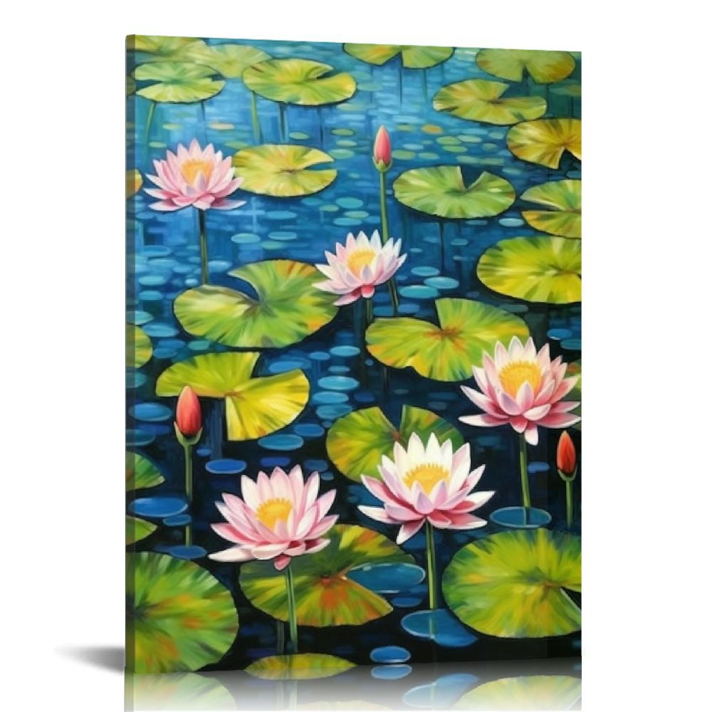 JEUXUS Lotus Wall Art Canvas Print Decoration Artwork Water Lilies in a ...
