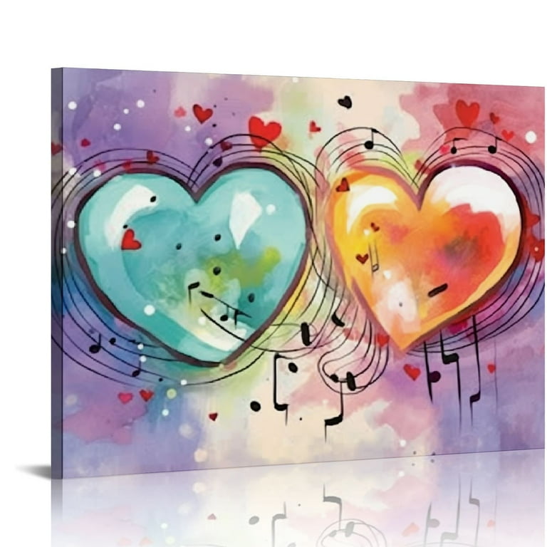 JEUXUS Love Heart Canvas Wall Art Romantic Artwork Valentines