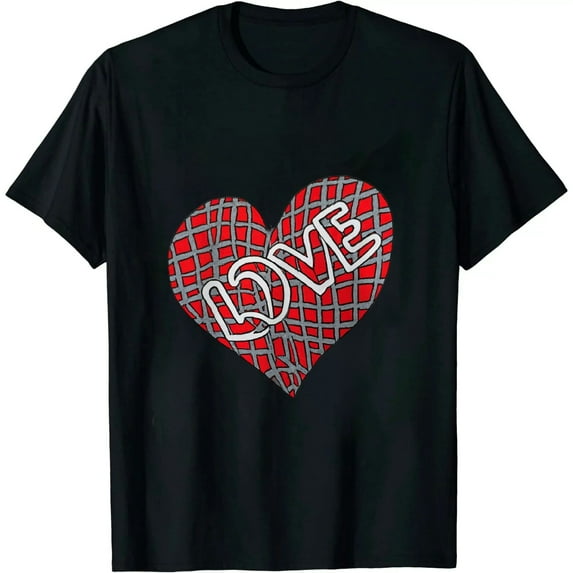 JEUXUS Love Shirt Baseball T Shirt for Women Valentine's Day Plaid Love Heart Graphic Tee 3/4 Sleeve Raglan Tops