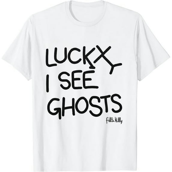 JEUXUS Lucky Me I See Ghosts Men's Hoodie, Unisex Letter Print Hip Hop Sports Hoodie