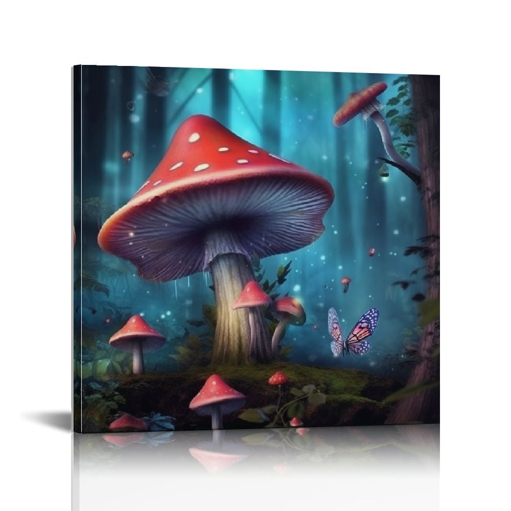 JEUXUS Magical Forest Wall Art Fantasy Mushroom Wall Decor Nature ...
